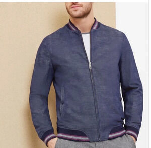 Ted Baker London Men’s Reactiv Slim Checkered Cotton Linen Bomber Jacket 2 (co30